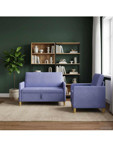 Set di Divani con Storage 2 pcs Blu jeans Poliestere