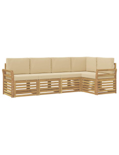 Set di divani da esterno 5 pcs Bianco e Beige 2