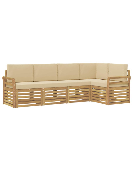 Set di divani da esterno 5 pcs Bianco e Beige