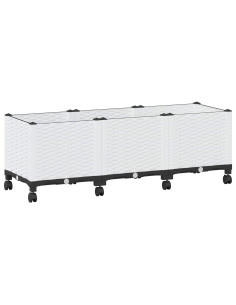 Vaso da Giardino con Ruote Bianco 120 x 40 x 48 cm PP 2