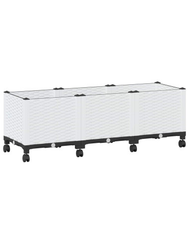 Vaso da Giardino con Ruote Bianco 120 x 40 x 48 cm PP