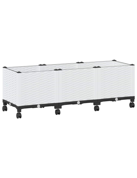 Vaso da Giardino con Ruote Bianco 120 x 40 x 48 cm PP