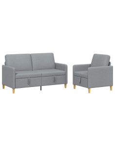 Set di Divani con Storage 2 pcs Grigio Chiaro Poliestere 2