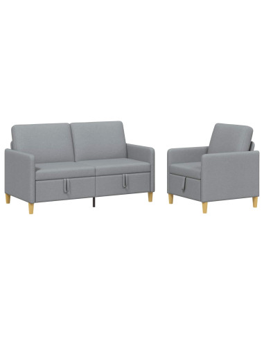 Set di Divani con Storage 2 pcs Grigio Chiaro Poliestere