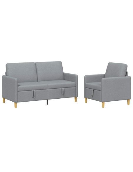 Set di Divani con Storage 2 pcs Grigio Chiaro Poliestere