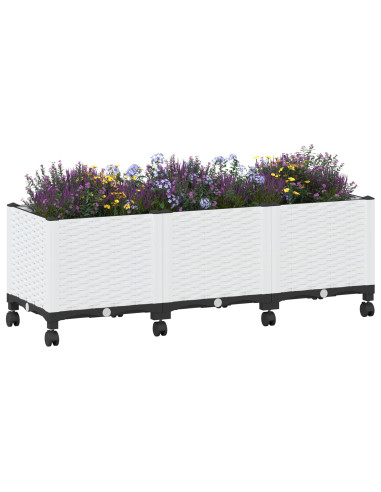Vaso da Giardino con Ruote Bianco 120 x 40 x 48 cm PP