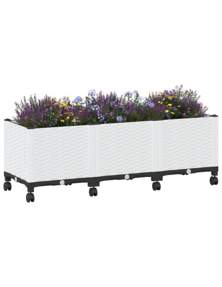 Vaso da Giardino con Ruote Bianco 120 x 40 x 48 cm PP