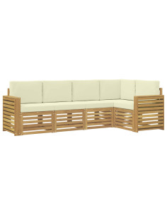 Set di divani da esterno 5 pcs Bianco e Crema 2