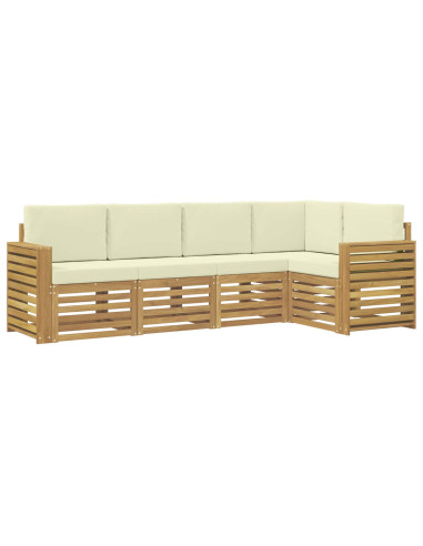 Set di divani da esterno 5 pcs Bianco e Crema