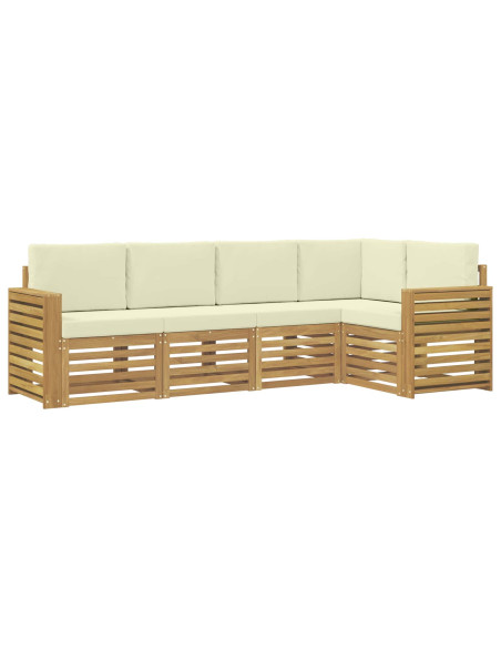 Set di divani da esterno 5 pcs Bianco e Crema