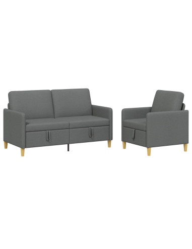 Set di Divani con Storage 2 pcs Grigio Scuro Poliestere
