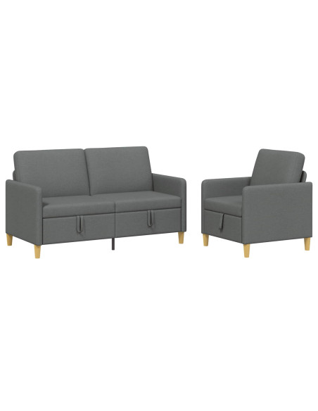 Set di Divani con Storage 2 pcs Grigio Scuro Poliestere