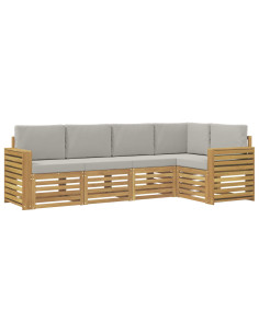Set di divani da esterno 5 pcs Bianco e Grigio Chiaro 2