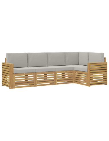 Set di divani da esterno 5 pcs Bianco e Grigio Chiaro