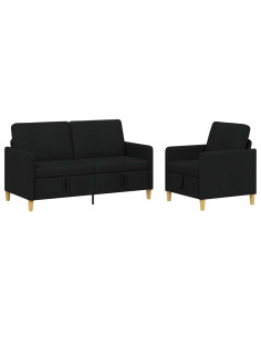 Set di Divani con Storage 2 pcs Nero Poliestere 2