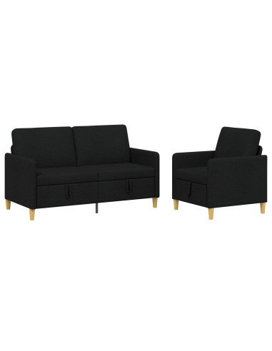 Set di Divani con Storage 2 pcs Nero Poliestere