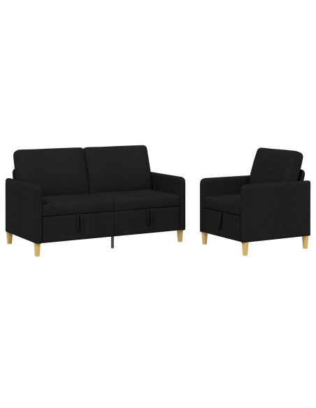 Set di Divani con Storage 2 pcs Nero Poliestere