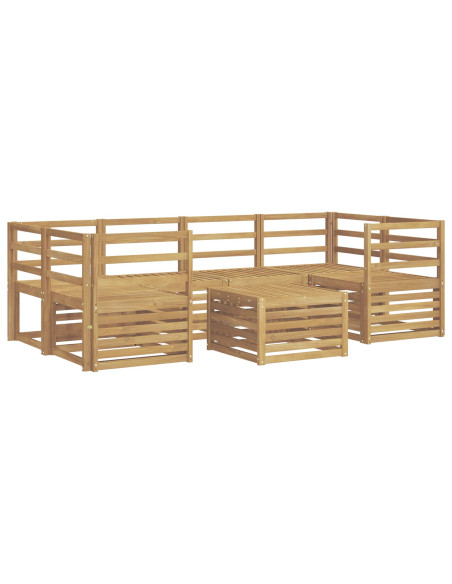 Set di divani da esterno 7 pcs Bianco Legno di Acacia Massello