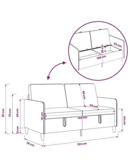 Set di Divani con Storage 2 pcs Nero Poliestere