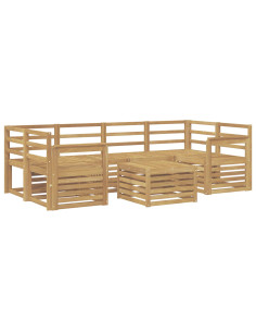 Set di divani da esterno 7 pcs Bianco Legno di Acacia Massello 2