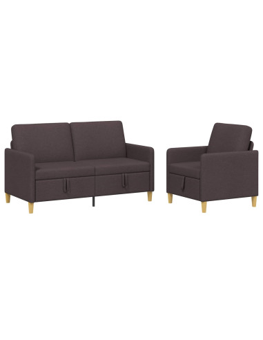 Set di Divani con Storage 2 pcs Marrone Scuro Poliestere