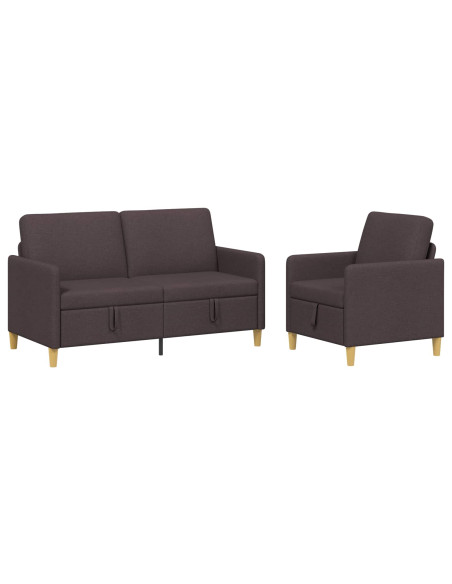 Set di Divani con Storage 2 pcs Marrone Scuro Poliestere
