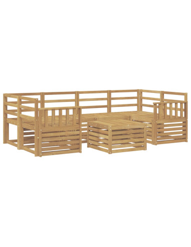 Set di divani da esterno 7 pcs Bianco Legno di Acacia Massello