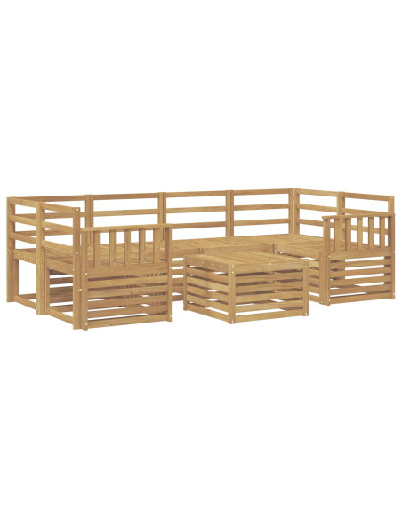 Set di divani da esterno 7 pcs Bianco Legno di Acacia Massello