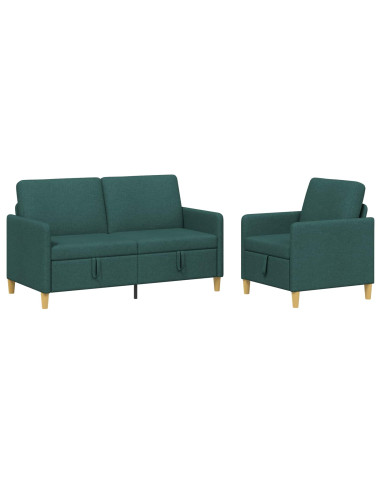 Set di Divani con Storage 2 pcs Verde Scuro Poliestere