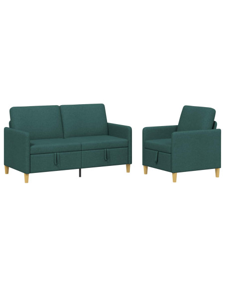 Set di Divani con Storage 2 pcs Verde Scuro Poliestere