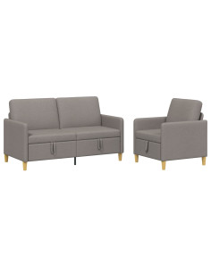 Set di Divani con Storage 2 pcs Tortora Poliestere 2