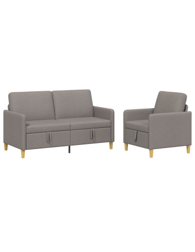Set di Divani con Storage 2 pcs Tortora Poliestere