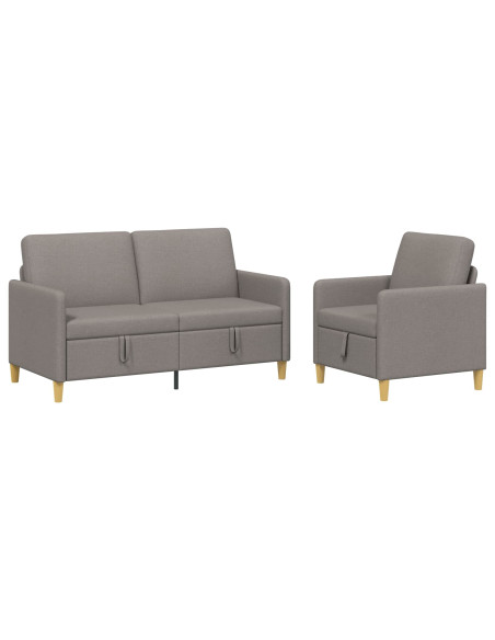 Set di Divani con Storage 2 pcs Tortora Poliestere
