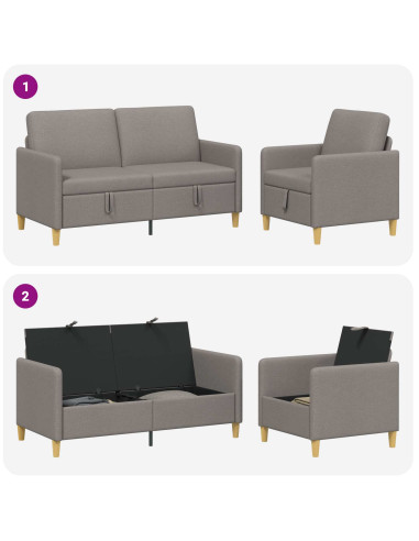 Set di Divani con Storage 2 pcs Tortora Poliestere