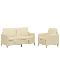 Set di Divani con Storage 2 pcs Crema Poliestere 2