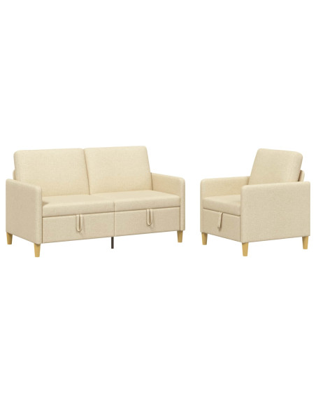 Set di Divani con Storage 2 pcs Crema Poliestere