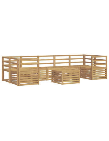 Set di divani da esterno 8 pcs Bianco Legno di Acacia Massello
