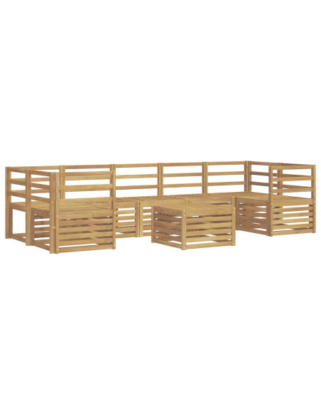 Set di divani da esterno 8 pcs Bianco Legno di Acacia Massello