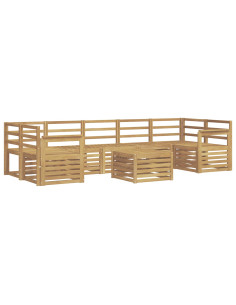 Set di divani da esterno 8 pcs Bianco Legno di Acacia Massello 2