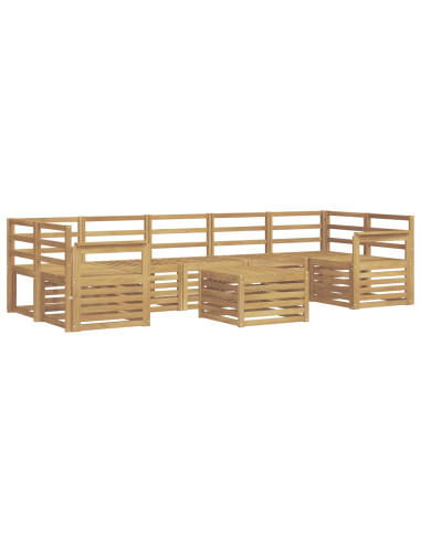 Set di divani da esterno 8 pcs Bianco Legno di Acacia Massello