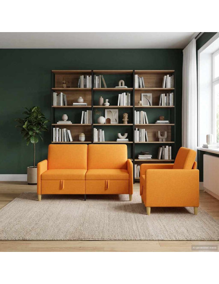 Set di Divani con Storage 2 pcs Giallo Scuro Poliestere