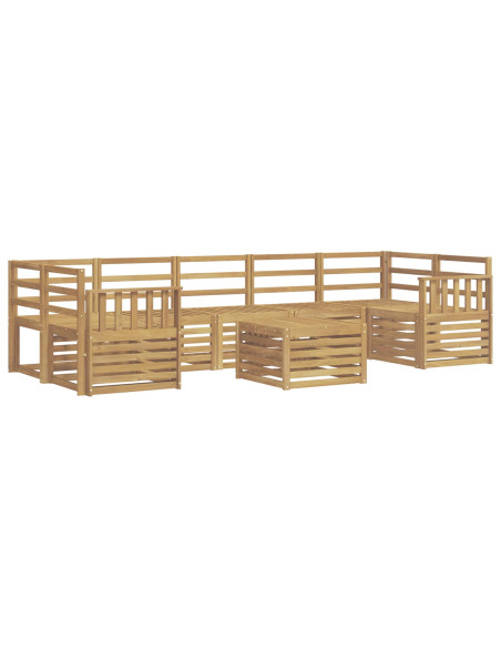 Set di divani da esterno 8 pcs Bianco Legno di Acacia Massello