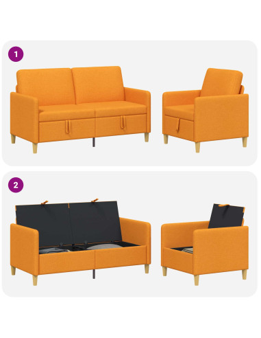 Set di Divani con Storage 2 pcs Giallo Scuro Poliestere