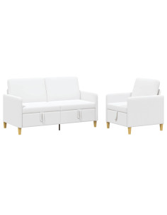 Set di Divani con Storage 2 pcs Bianco Poliestere 2