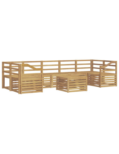 Set di divani da esterno 8 pcs Bianco Legno di Acacia Massello