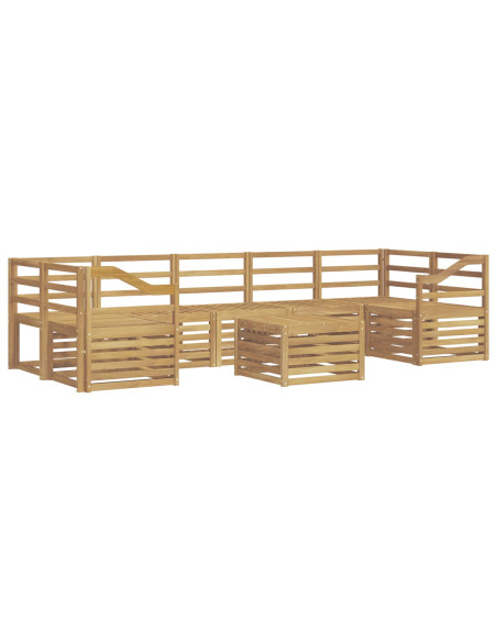Set di divani da esterno 8 pcs Bianco Legno di Acacia Massello