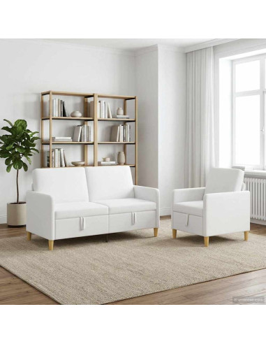 Set di Divani con Storage 2 pcs Bianco Poliestere