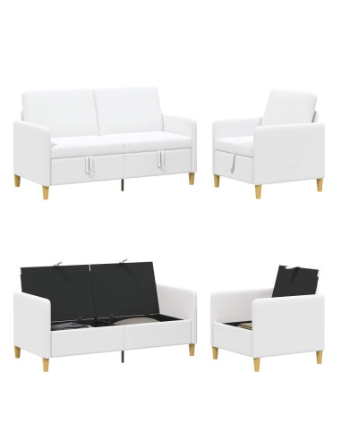 Set di Divani con Storage 2 pcs Bianco Poliestere