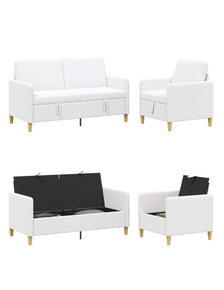 Set di Divani con Storage 2 pcs Bianco Poliestere
