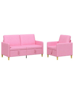 Set di Divani con Storage 2 pcs Rosa Poliestere 2